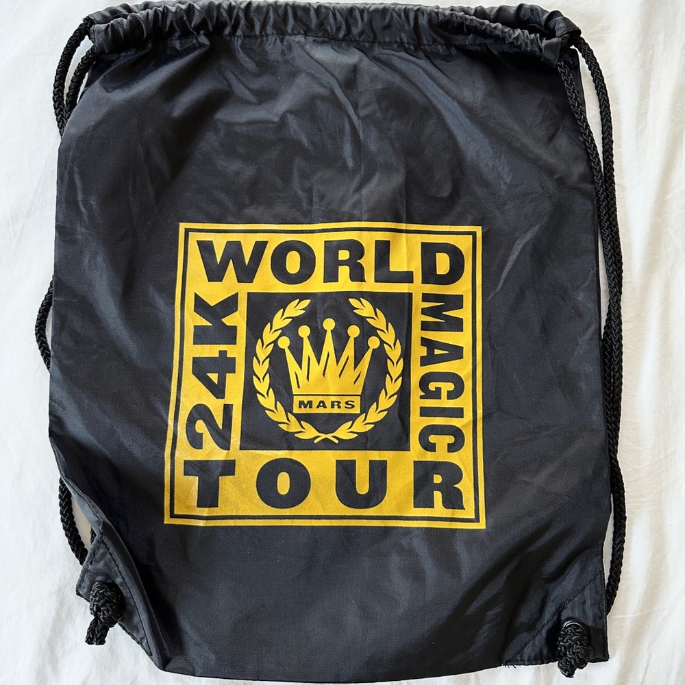 Bruno Mars 24K World Tour nylon drawstring backpack.Unisex. Lowest shipping cost